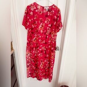 Calvin‎ Klein Women's Chiffon Floral-Print Dress M Sexy Dress Red Floral wedding